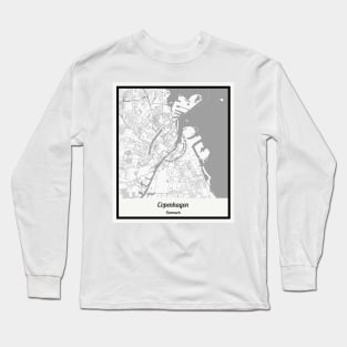 Map of Copenhagen - Denmark Long Sleeve T-Shirt